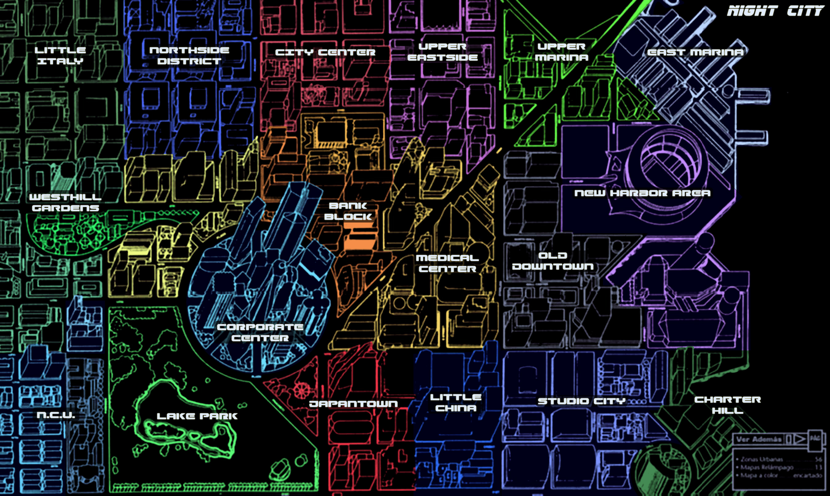 Cyberpunk 2020 - Map - Color Coded Night City Map